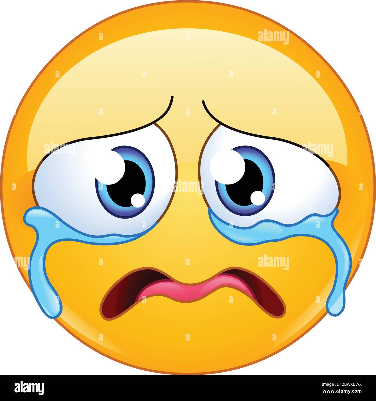 Sad emoji emoticon crying bitterly Stock Vector