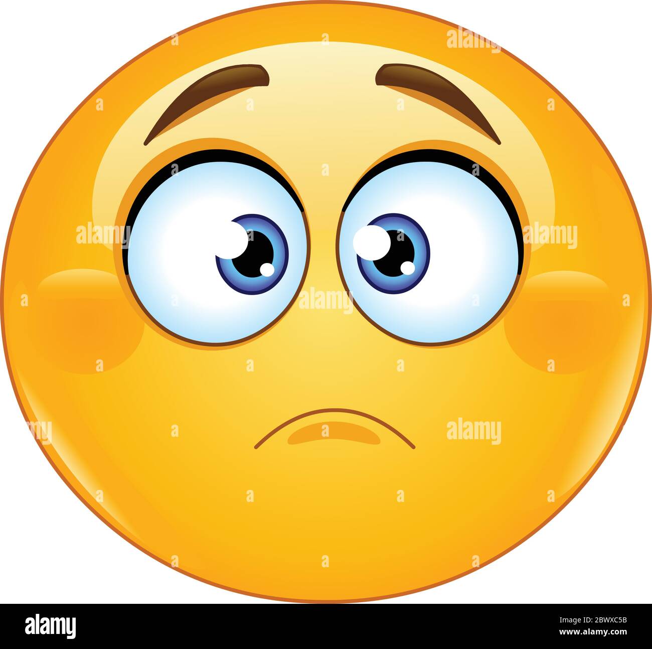 Slightly frowning emoji emoticon. Concern, disappointed or sadness expression Stock Vector