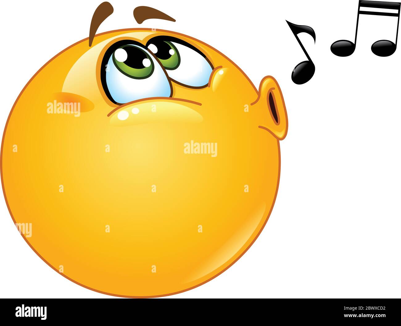 Whistling emoji emoticon Stock Vector