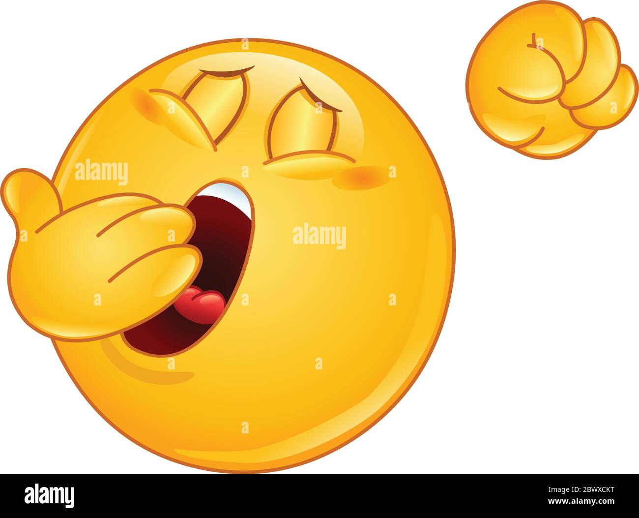 Yawning and stretching emoticon Stock Vector