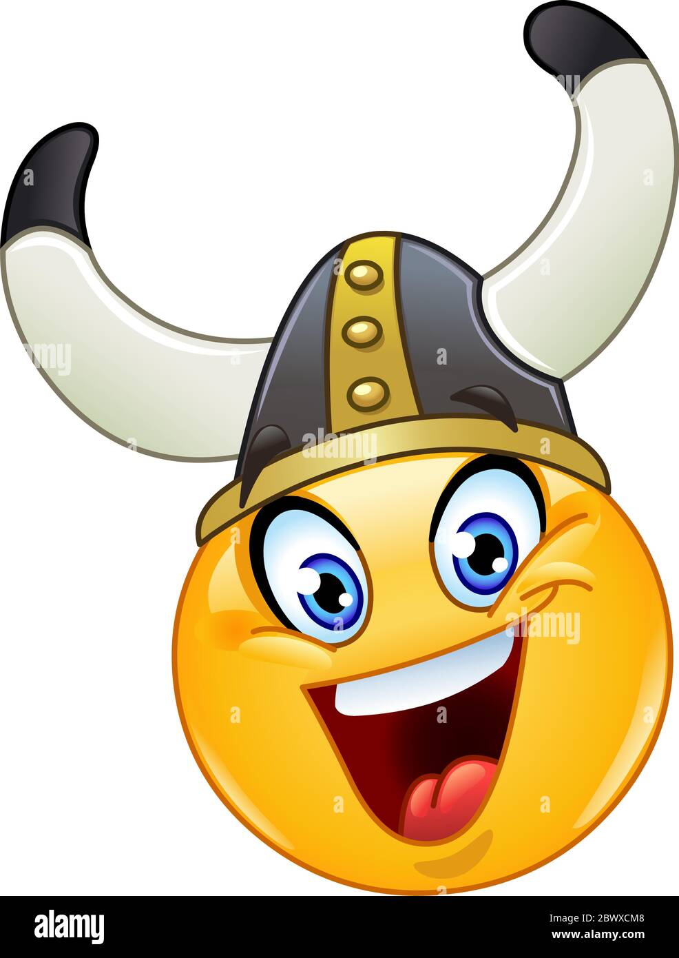 Emoticon with a Viking helmet Stock Vector