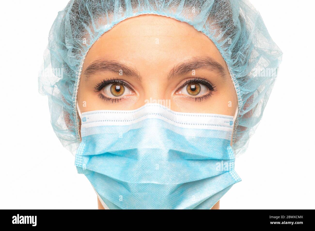 Close up of a nurse in the intensive care unit during the COVID-19 period Stock Photo