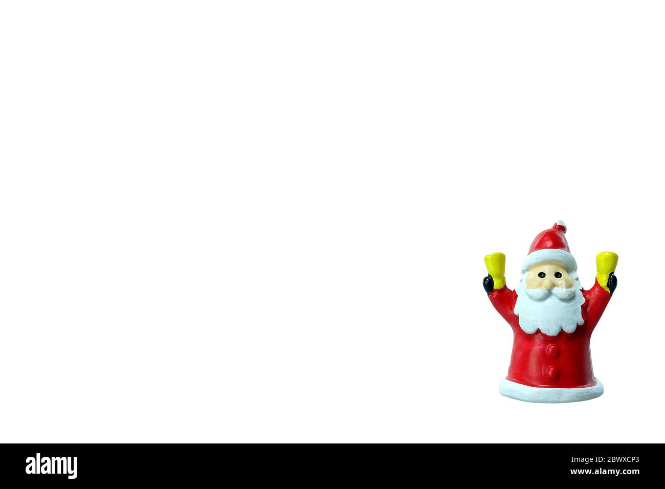 Minimal Santa Claus Doll Isolated on White Background with Space for Text. Stock Photo