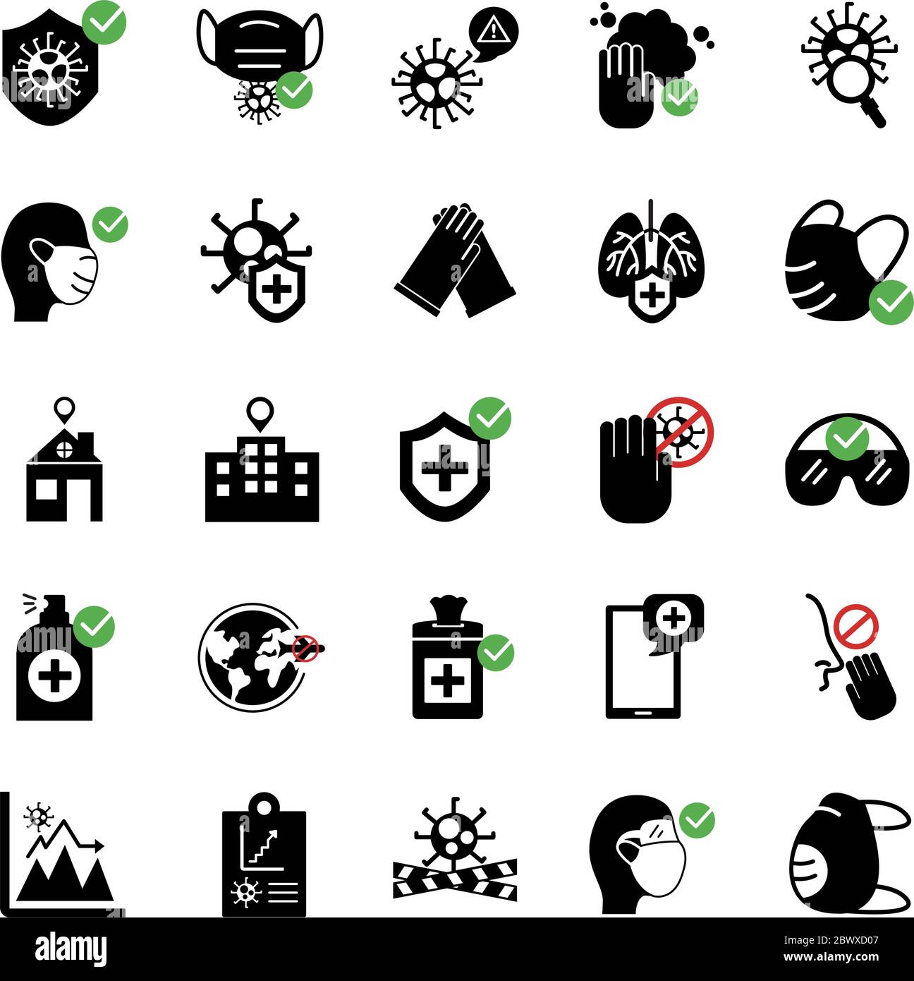bundle of covid19 set icons Stock Vector
