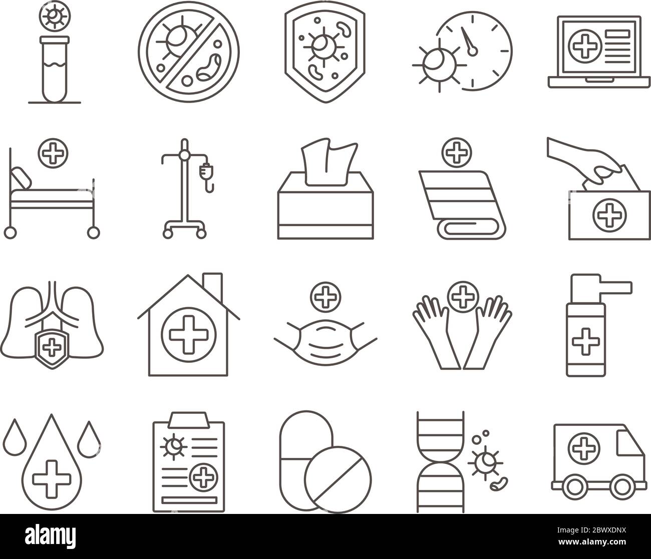 bundle of covid19 set icons Stock Vector