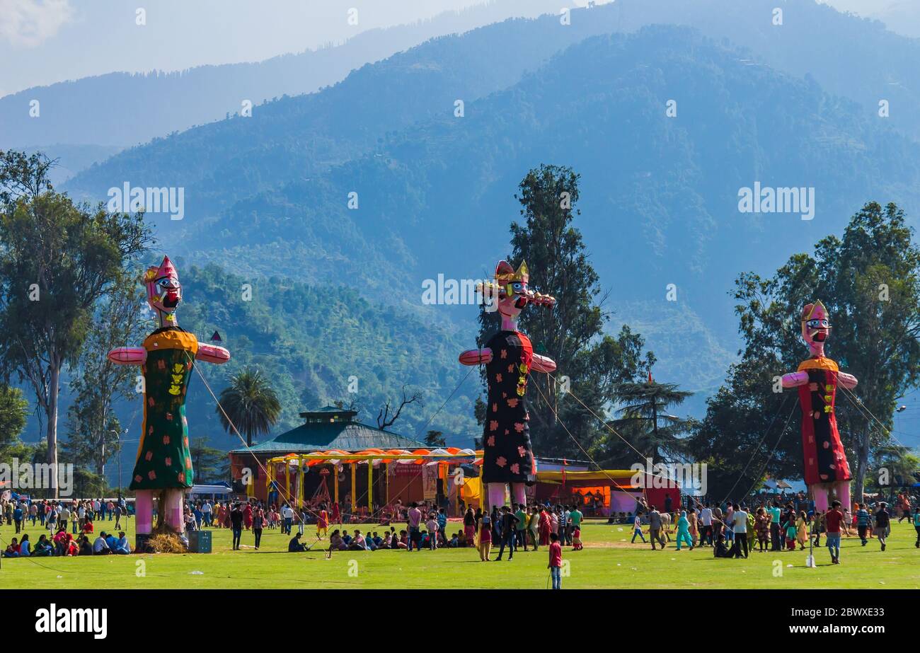 Festival of Kullu Dussehra is being celebrated by the locals. Landscape of Himachal Pradesh. Khajjiar and Dalhousie can be easily traveled from Chamba. Stock Photo
