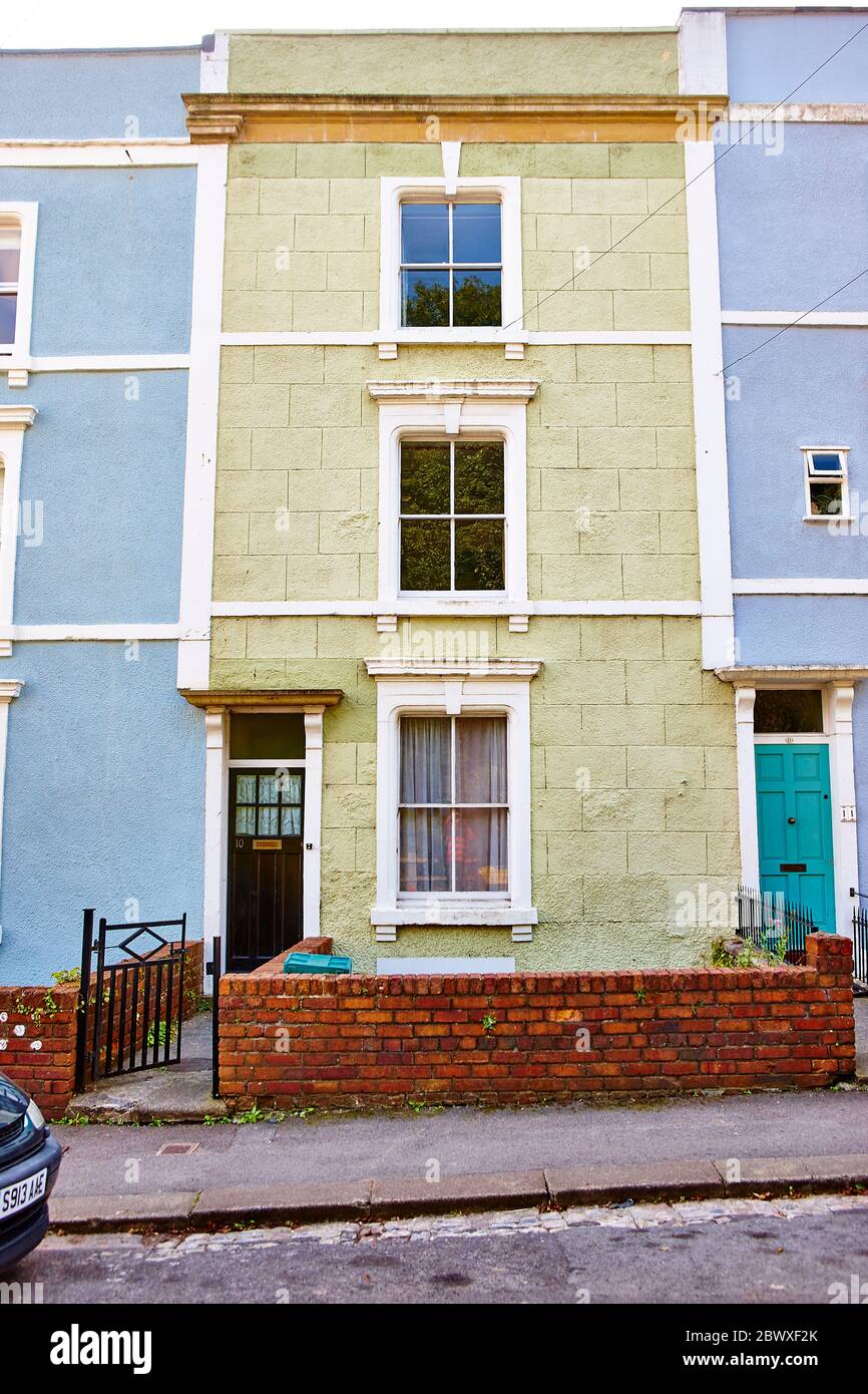 Colourful Painted Houses of Cliftonwood, Bristol, England, UK Stock