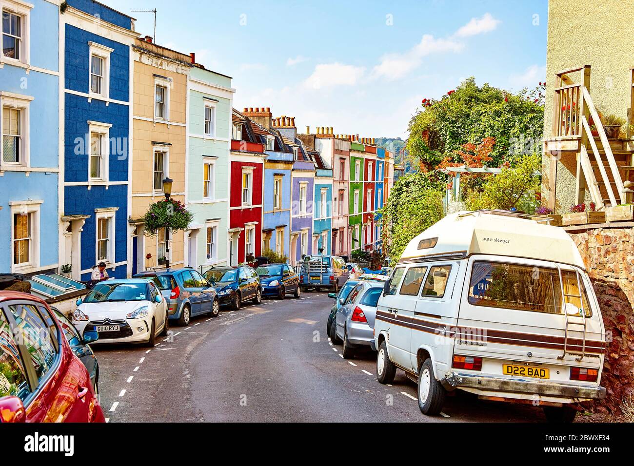 Colourful Painted Houses of Cliftonwood, Bristol, England, UK Stock