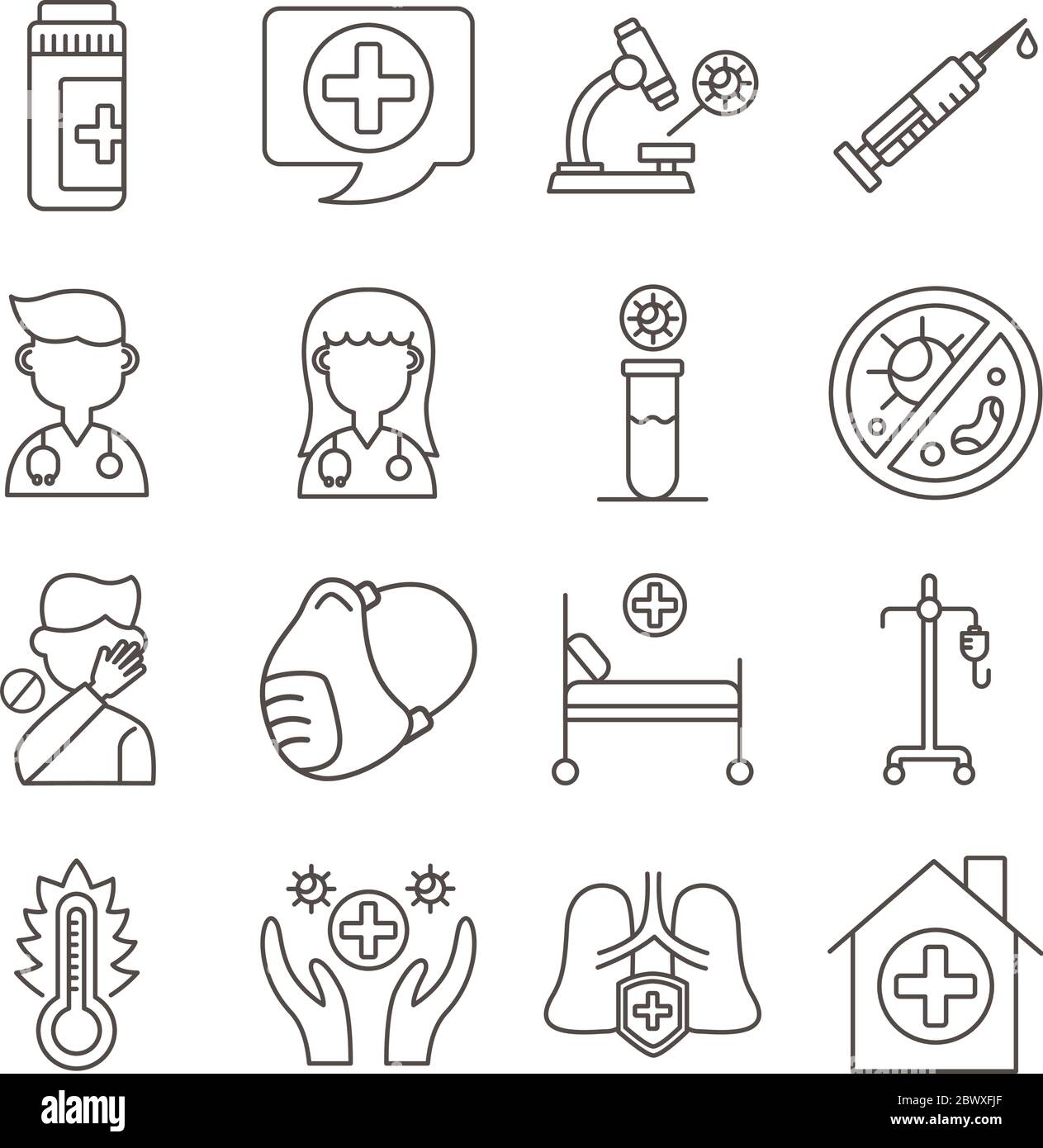 bundle of covid19 set icons Stock Vector