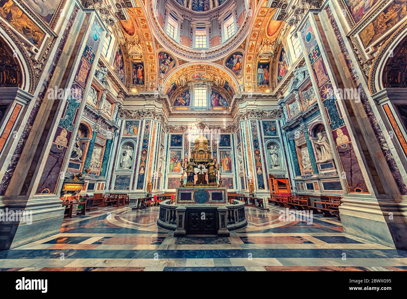 Inside the Basilica Papale di Santa Maria Maggiore in Rome Stock Photo