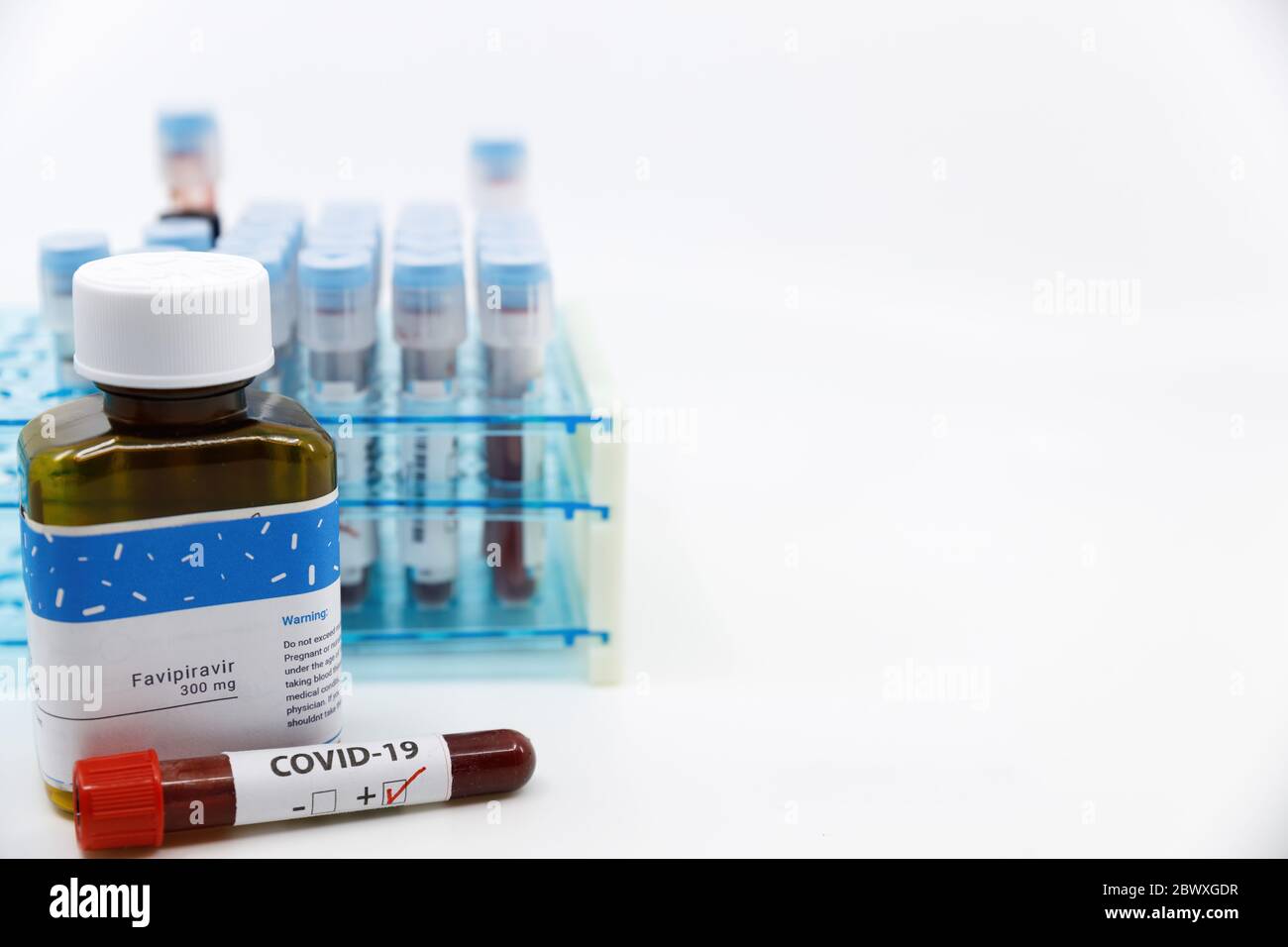 DubaiUAECirca 2020Coronavirus positive test in front of medicine