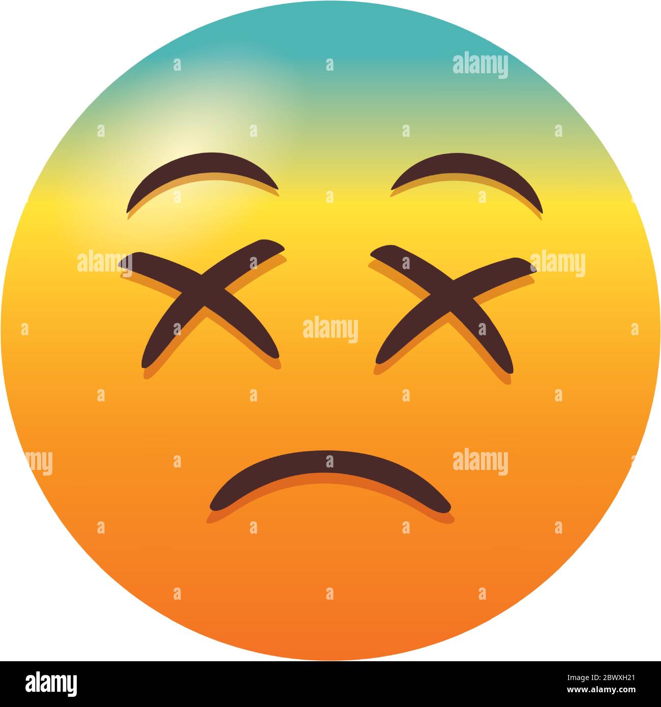 human profile with sad emoji line style icon Stock Vector Image