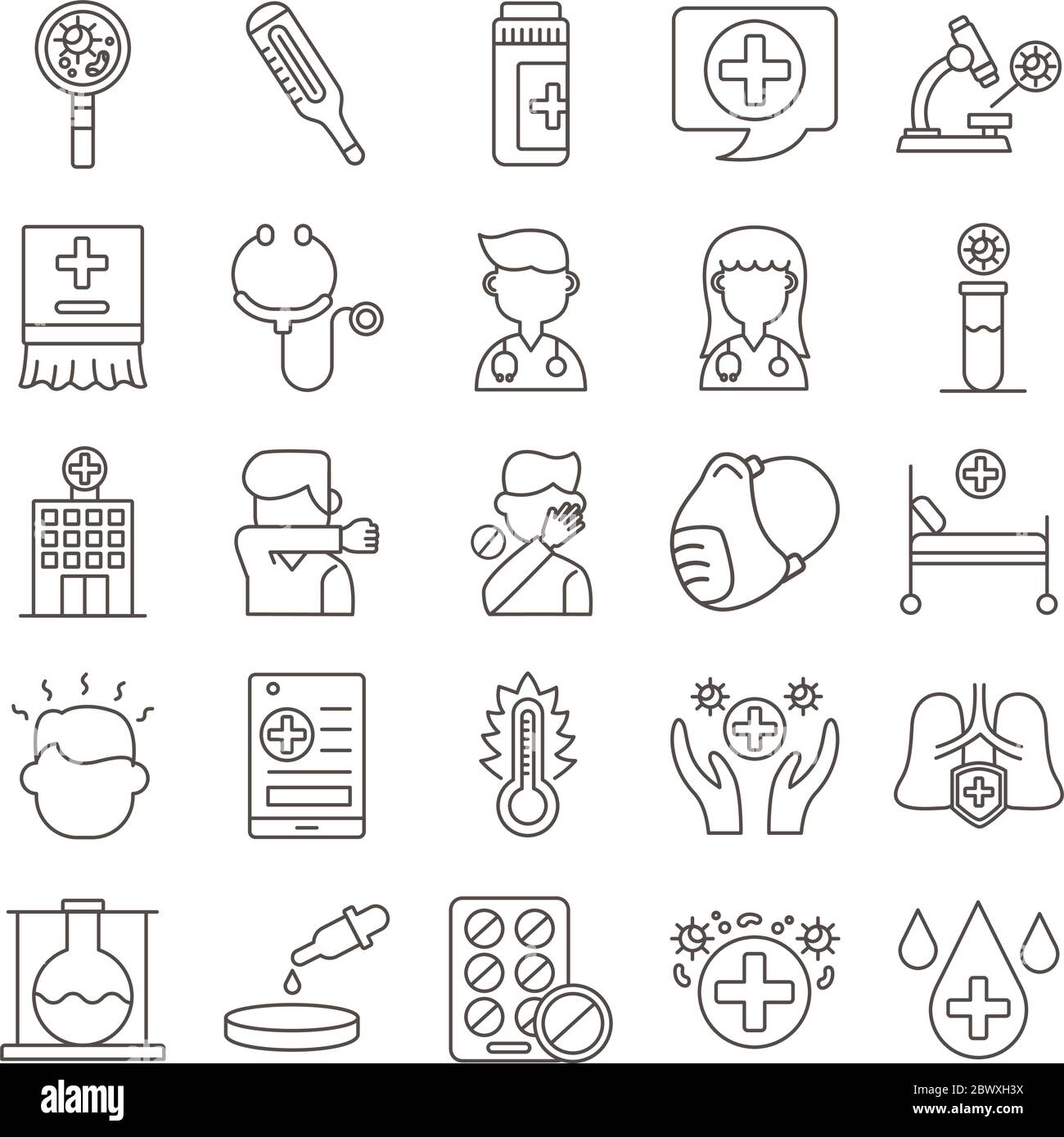 bundle of covid19 set icons Stock Vector