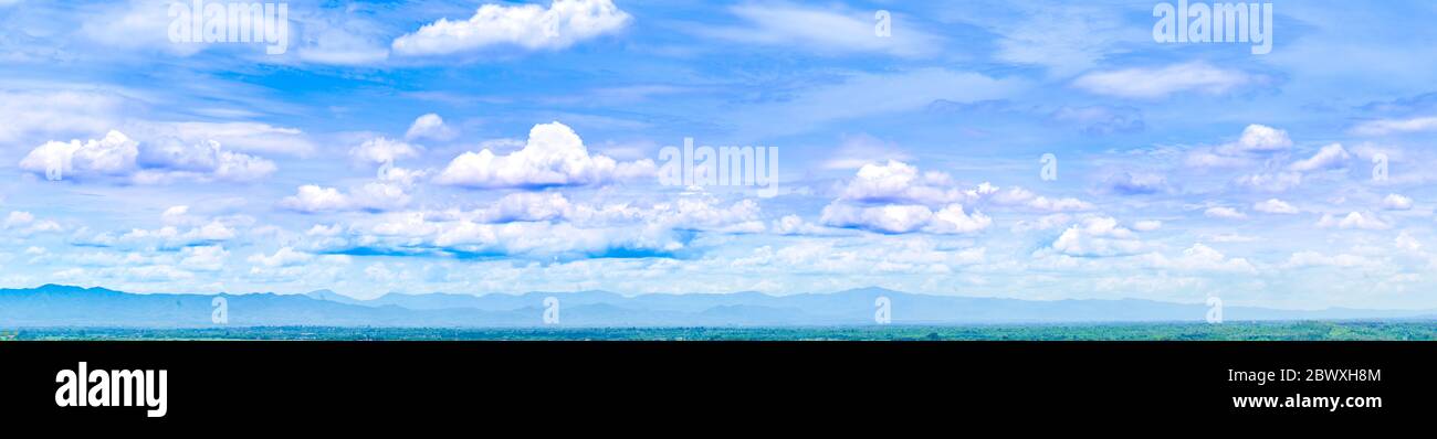 Beautiful landscape with nice clound sky, panoramic land and sky background Stock Photo