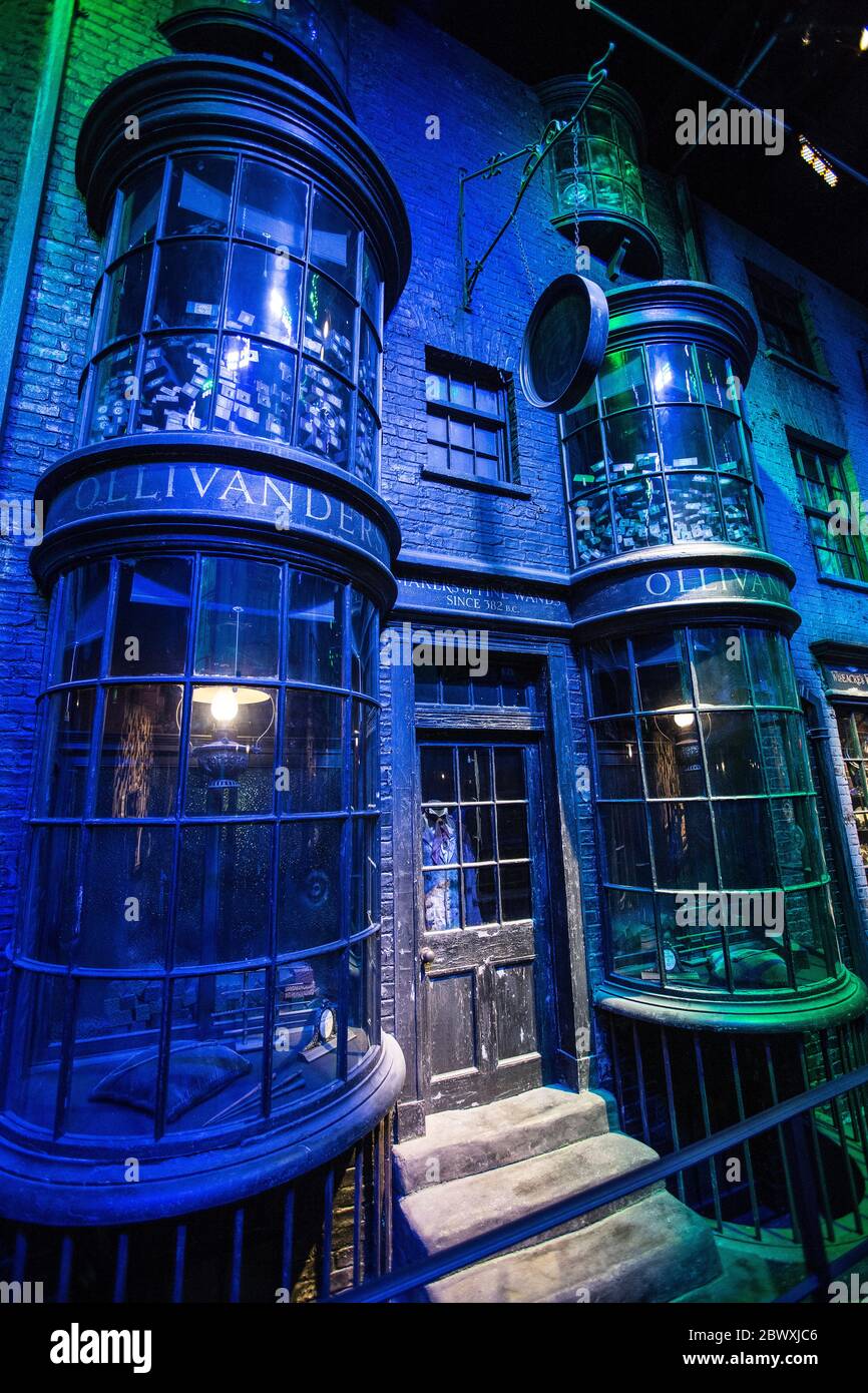 Ollivanders Wand Shop, Harry Potter, studio tour, backstage, objects,  movies factory, studios, London, UK Stock Photo - Alamy