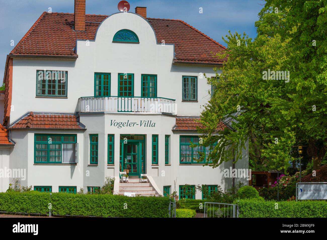 Old people´s home 'Residenz Vogeler-Villa', designed by the artist Heinrich Vogeler, artist village Worpswede, Lower Saxony, Germany, Europe Stock Photo