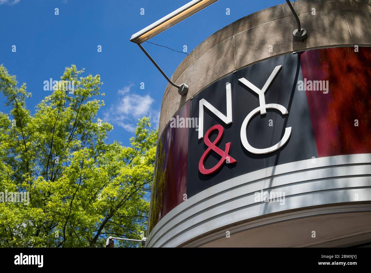 A logo sign outside of a New York & Company (NY&C) retail store location in Silver Spring, Maryland on May 23, 2020. Stock Photo