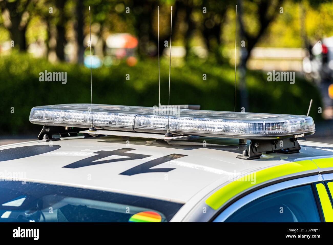 Police Roof Light Bar Stock Photo