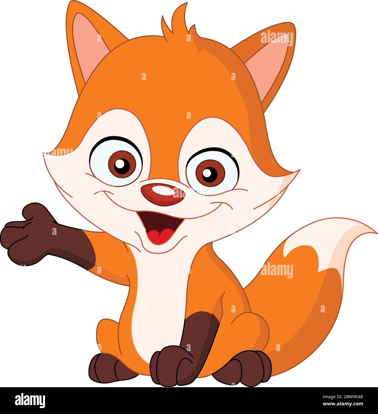 Cute Baby Fox Animal Vector Illustration Drawing Stock Vector