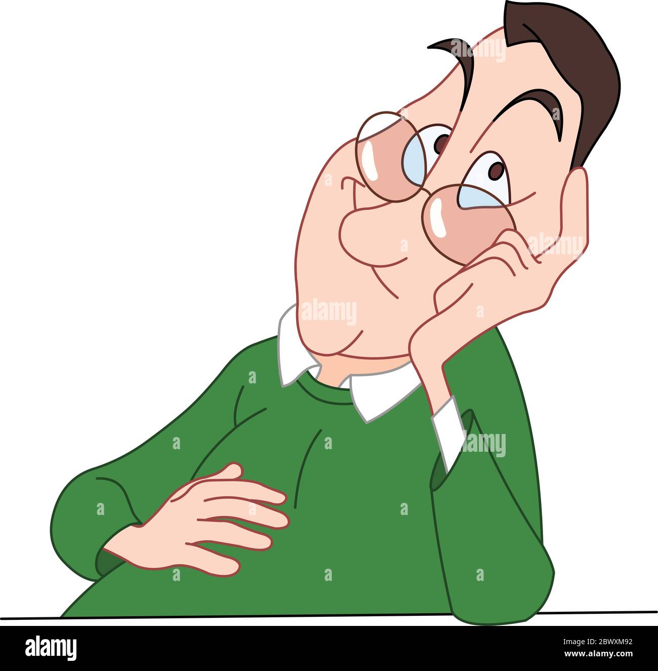 Cartoon bored man desk hi-res stock photography and images - Alamy