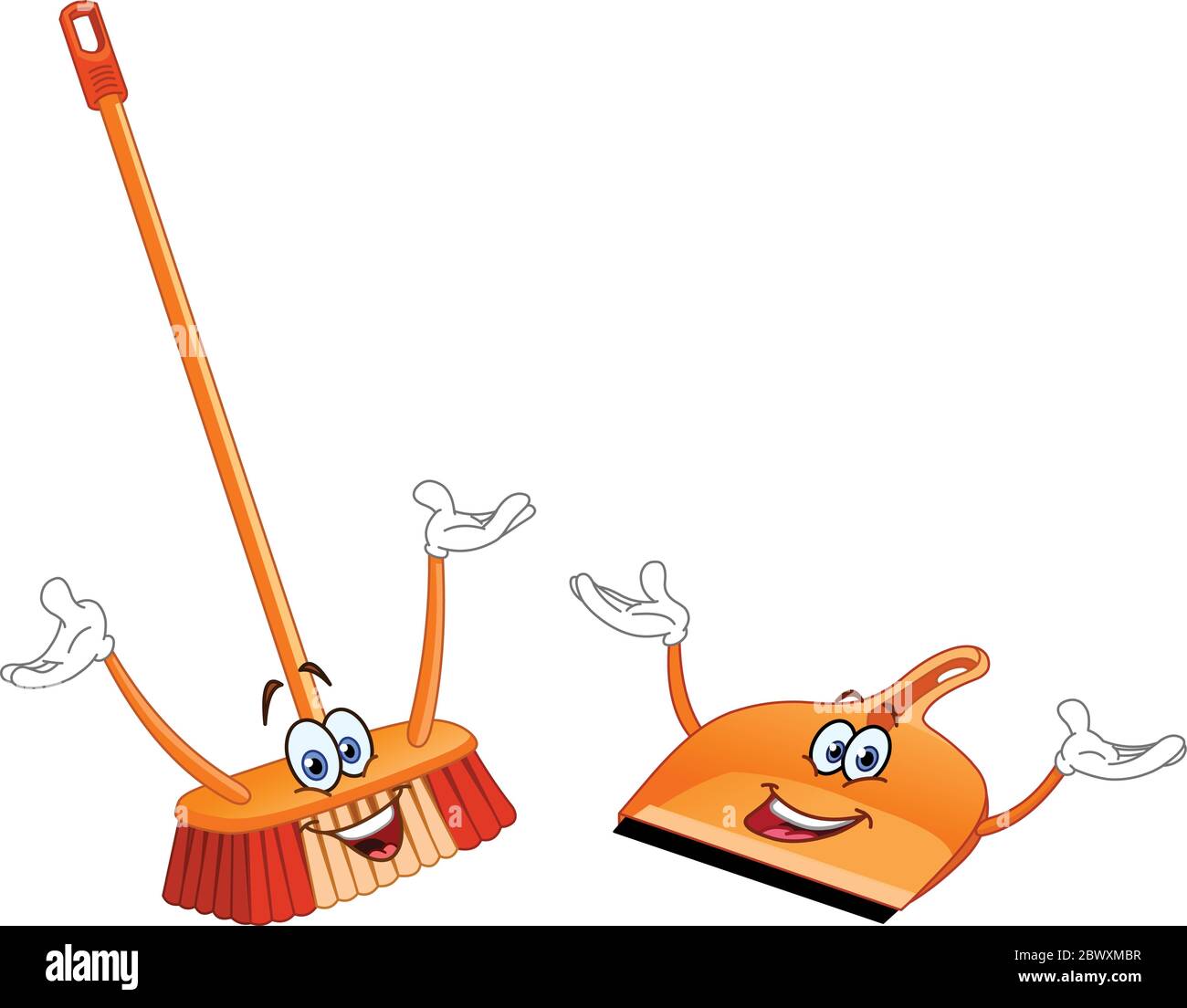 Broom and dustpan cartoon Stock Vector
