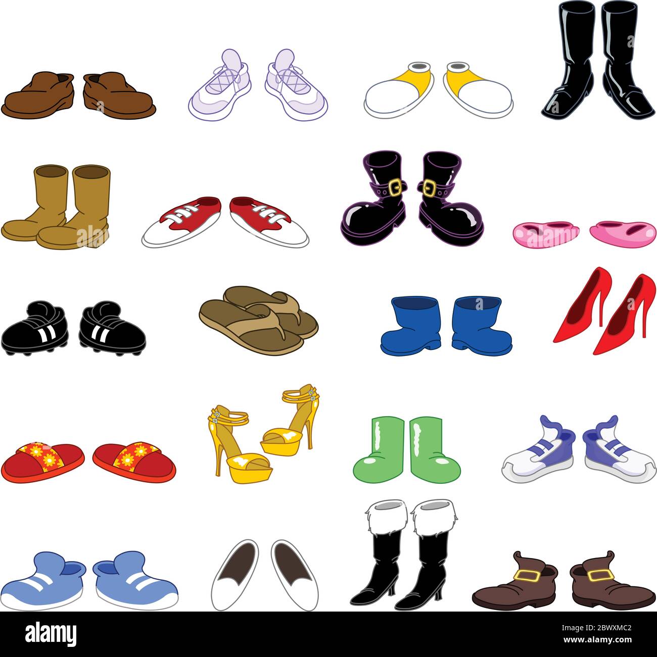 Cartoon shoes set Stock Vector