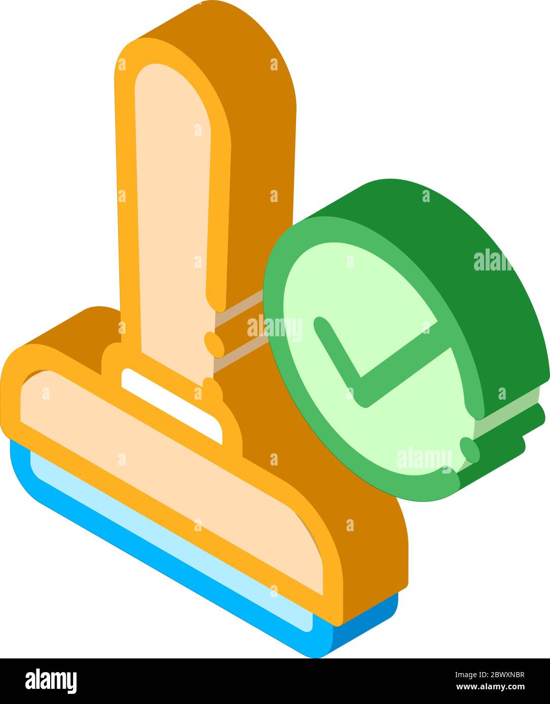 Hand Print Seal Approved Mark Element isometric icon Stock Vector