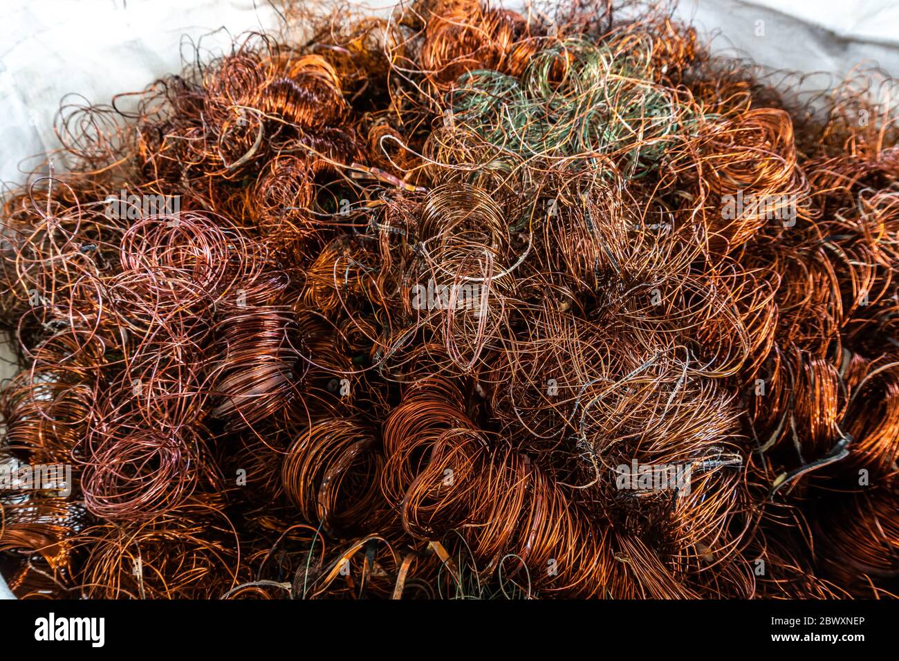 copper wire scrap from electric cable recycling with selective focus Stock Photo Alamy