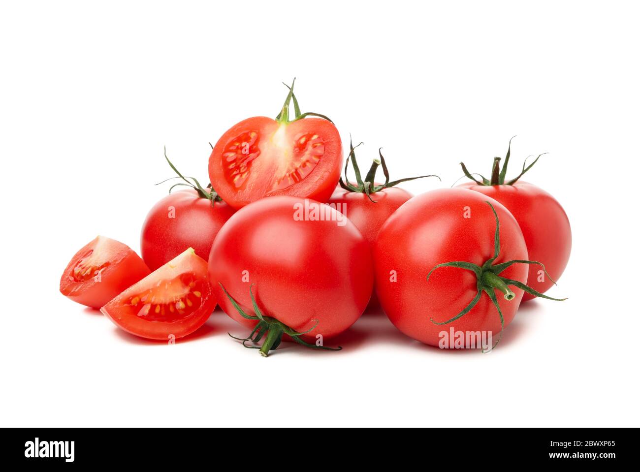Fresh ripe tomatoes isolated on white background Stock Photo - Alamy