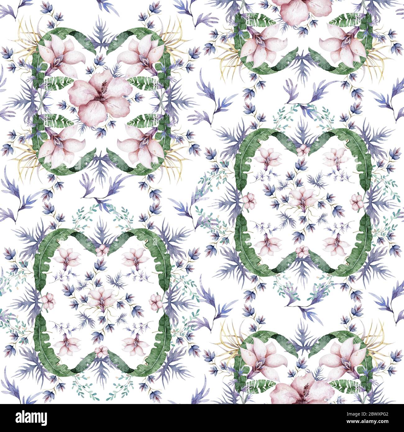 Hand drawn watercolor seamless pattern with red, white and blue roses ...