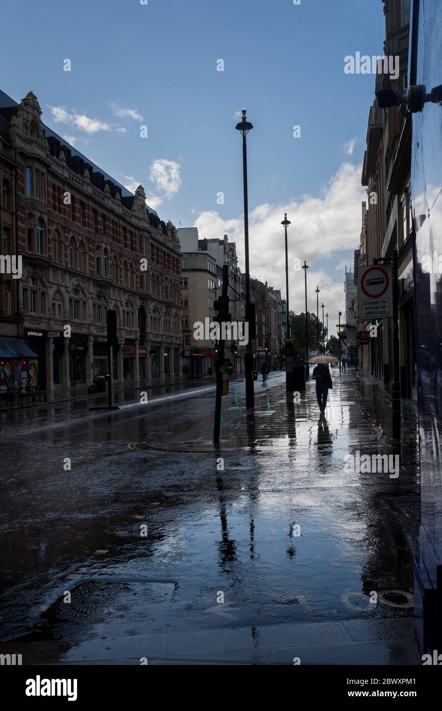 Oxford Street, London - Seen In The Rain Stock Photo