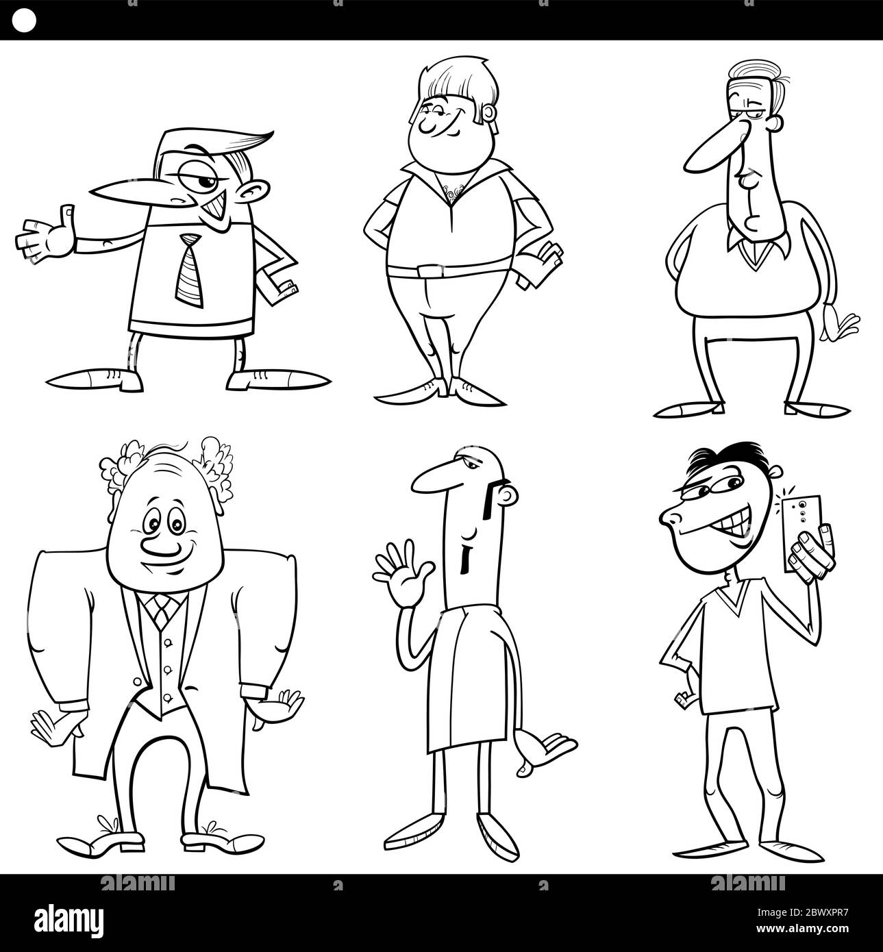 Black and White Cartoon Illustration Set of Funny Men People Characters  Stock Vector Image & Art - Alamy