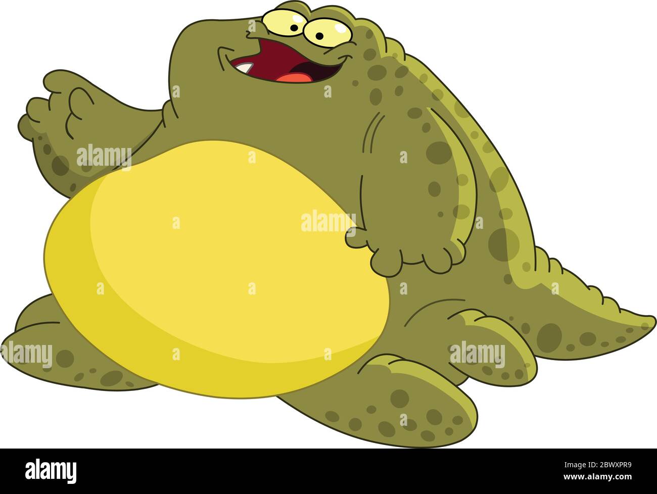 Fat monster waving hello Stock Vector