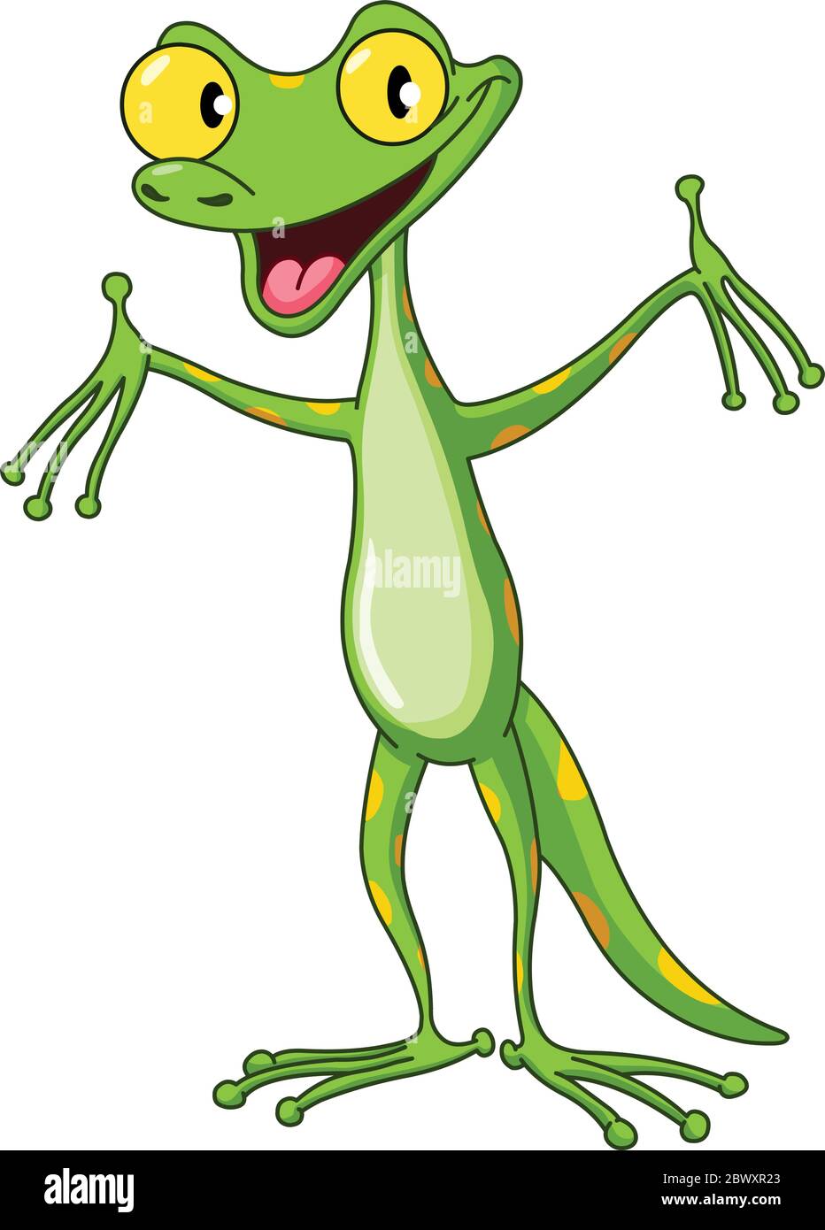 Cheerful gecko raising his arms Stock Vector