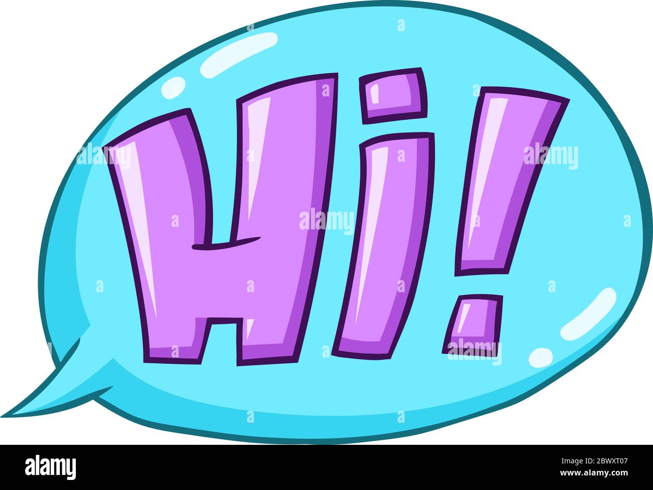 Speech bubble with hand drawn hi. word lettering comic design Stock Vector