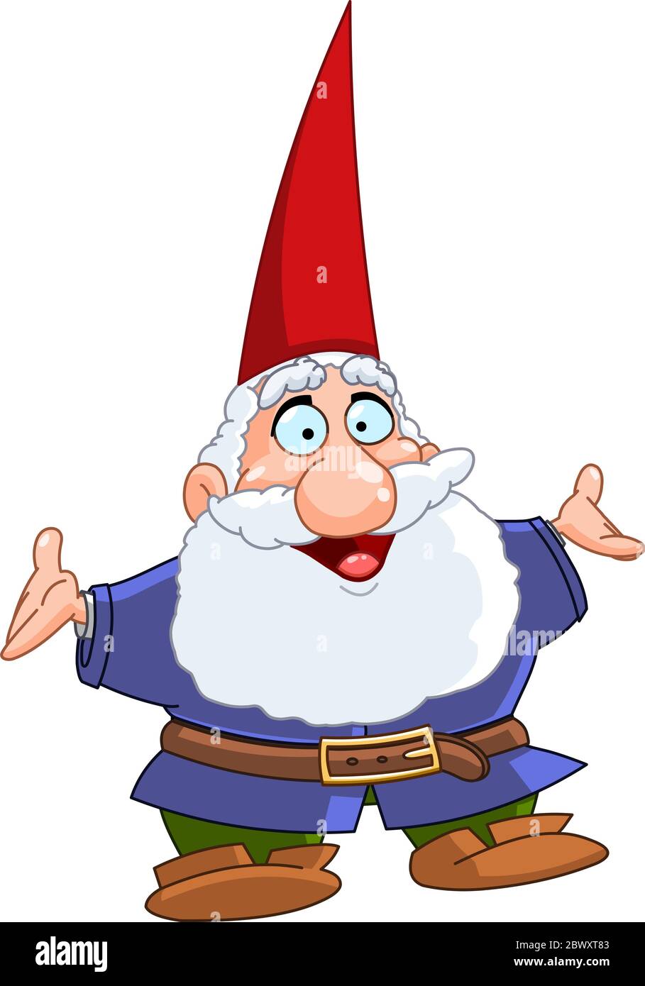 Happy gnome raising his arms Stock Vector