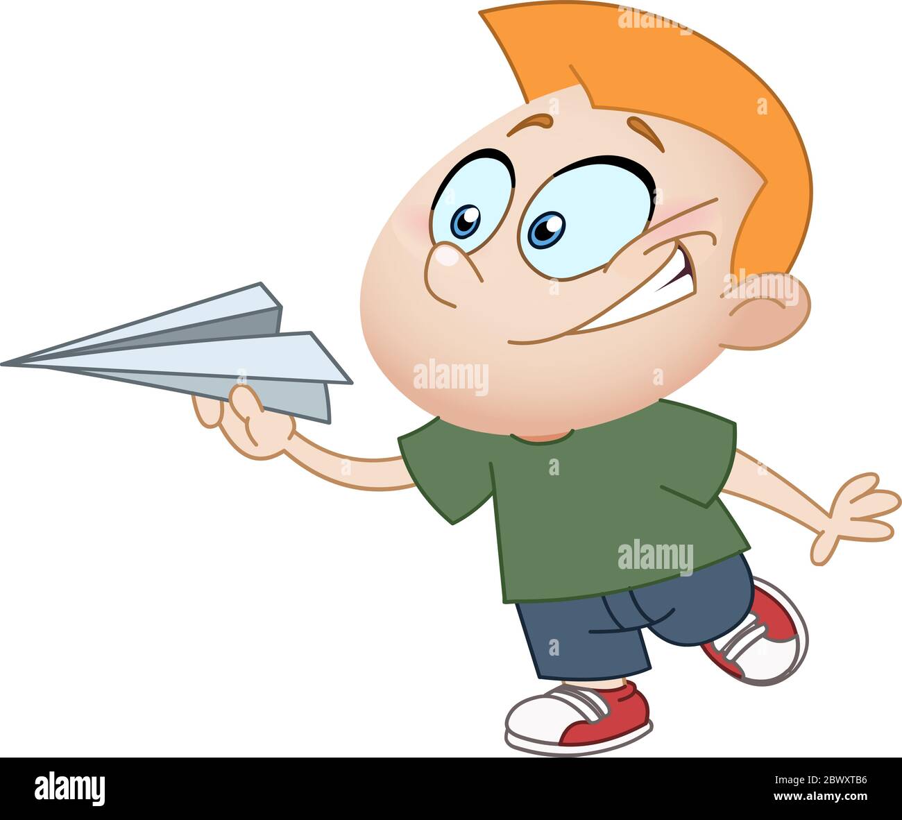Kid throwing a paper plane Stock Vector