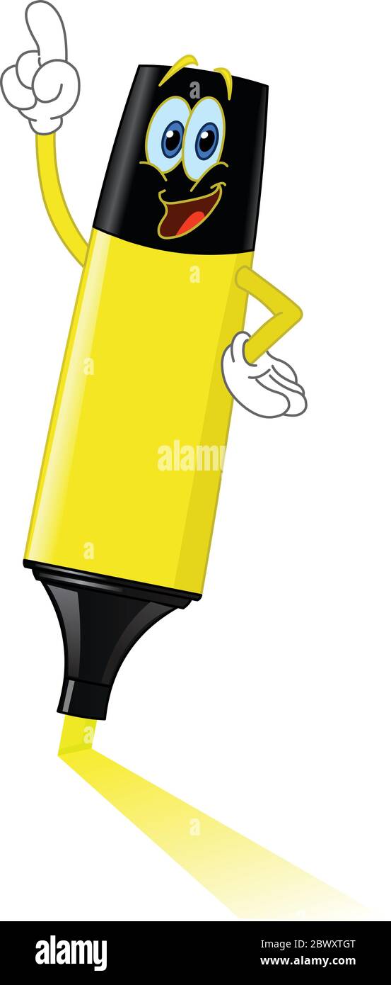 Cartoon highlighter pointing with his finger Stock Vector