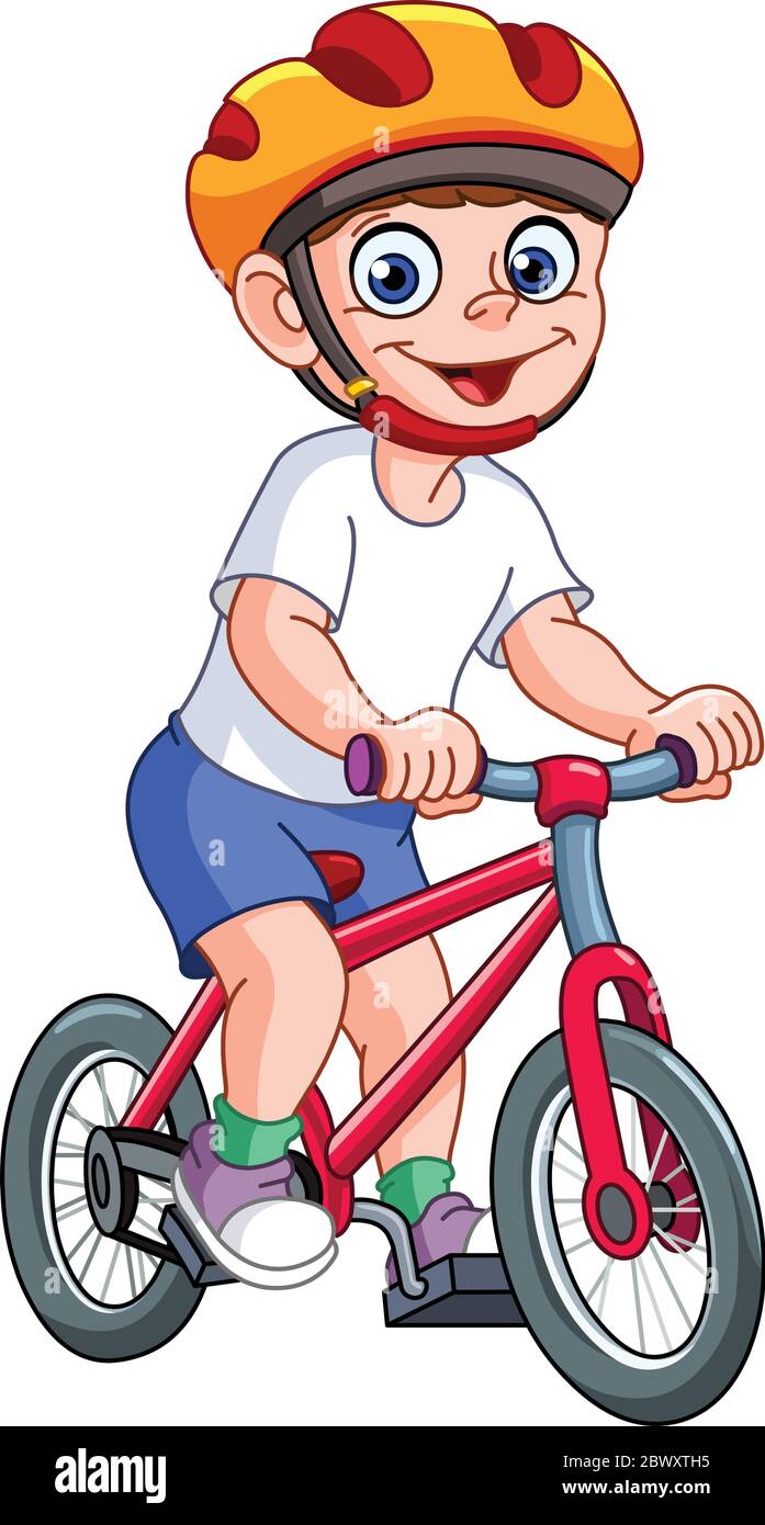 Cute kid riding his bicycle Stock Vector