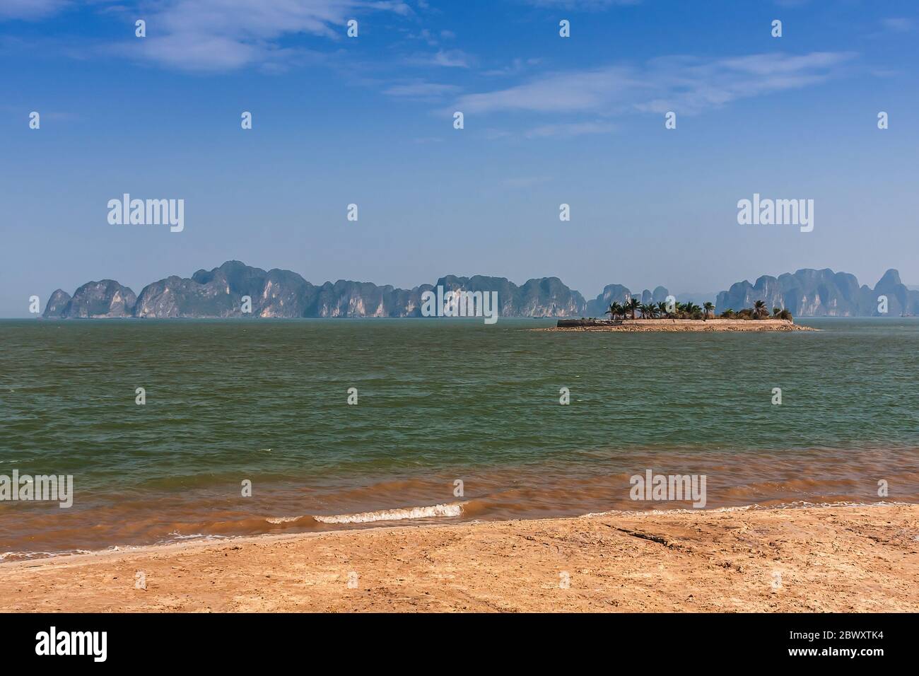 Scenic view of Halong Bay with Bikini Island near Tuan Chau, Vietnam