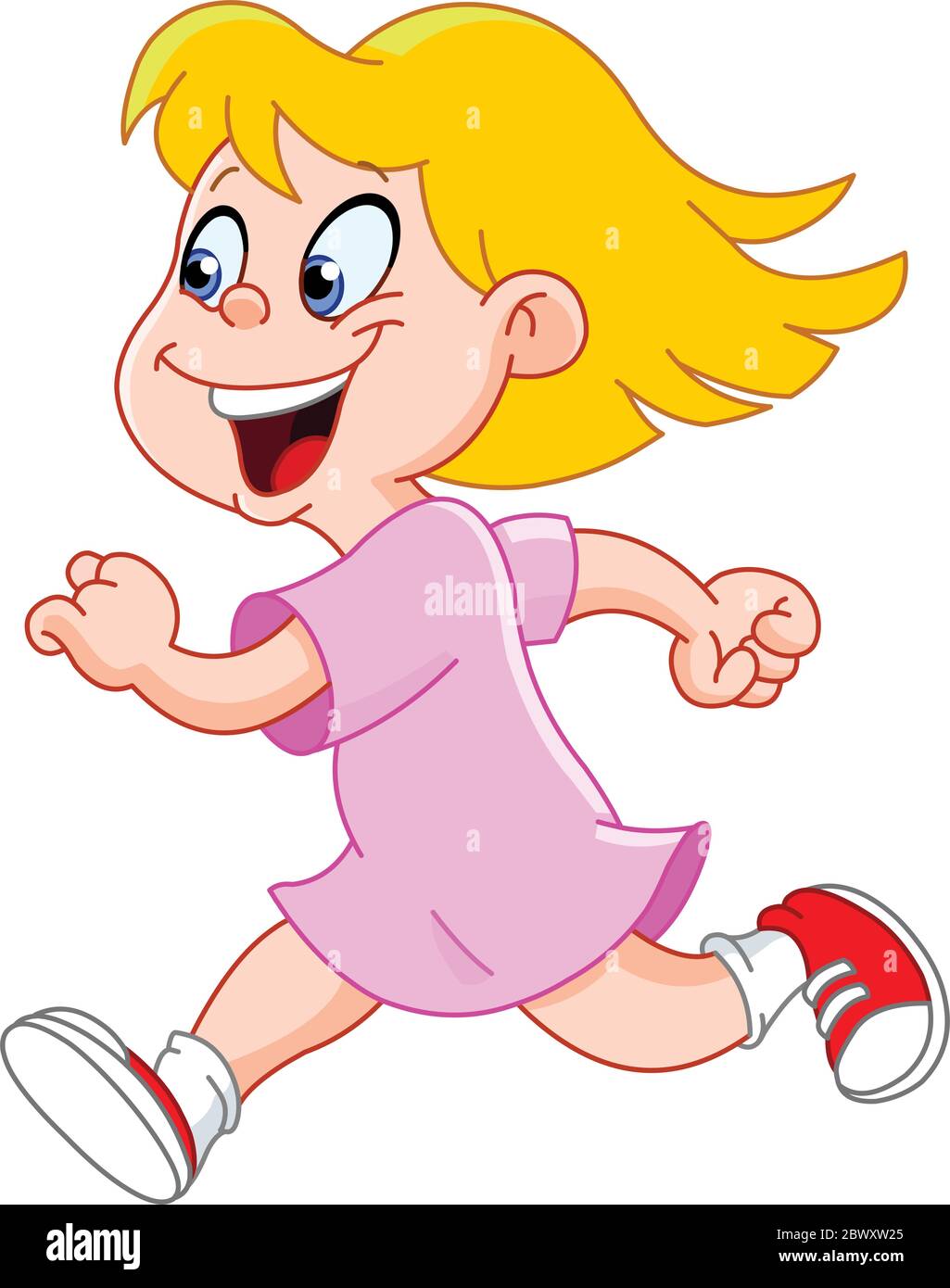 Little girl running Stock Vector