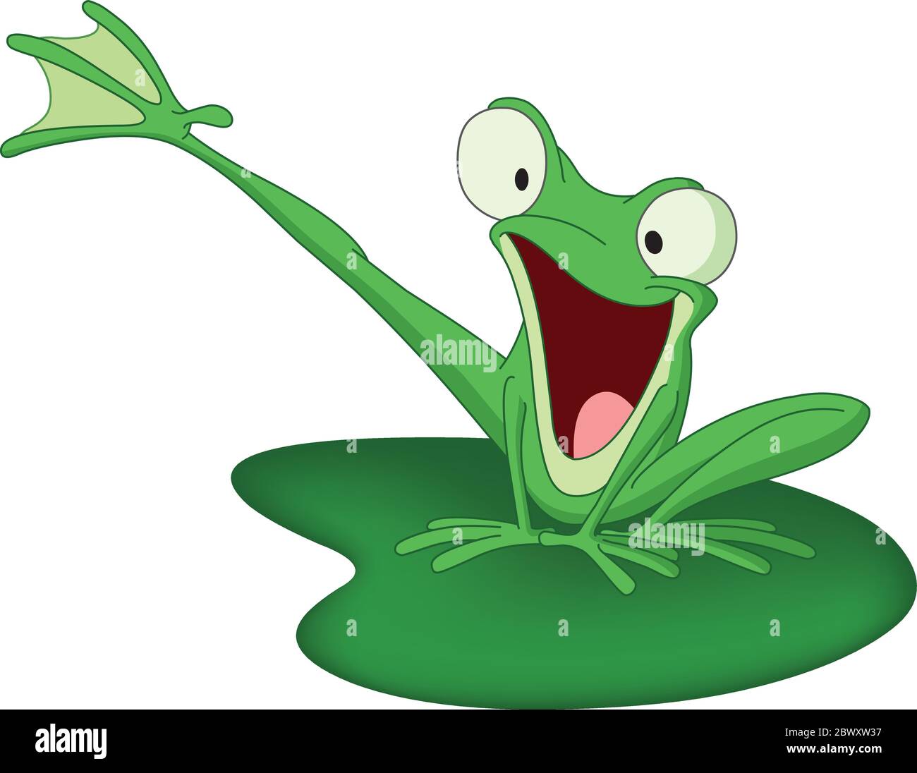 Happy frog on a lily pad Stock Vector