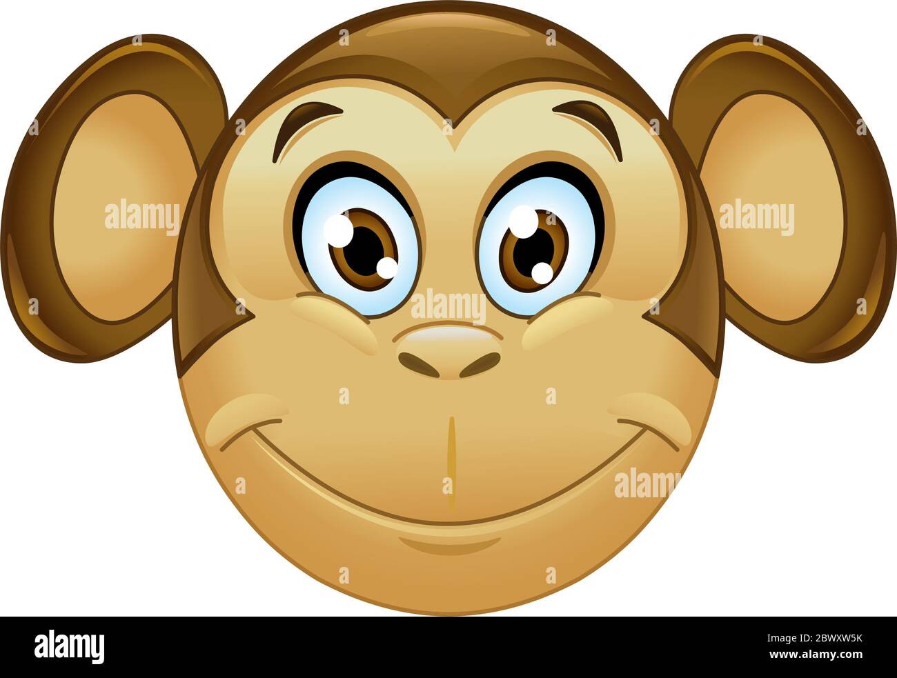 Smiling monkey face emoticon Stock Vector