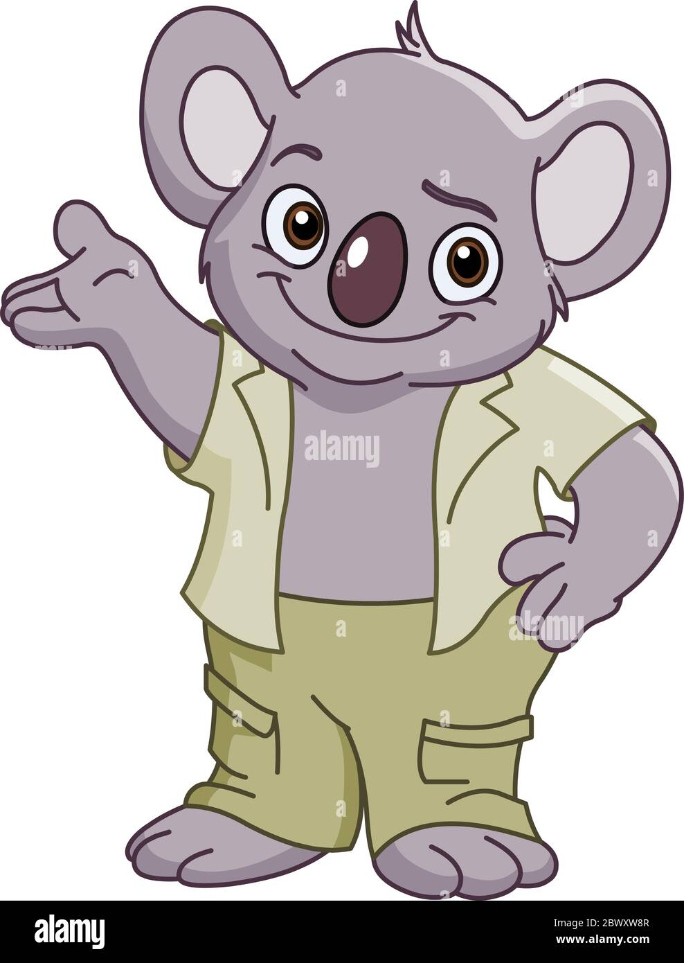 Friendly koala standing and presenting Stock Vector