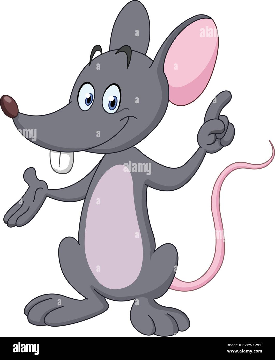Happy mouse pointing and presenting with his hands Stock Vector