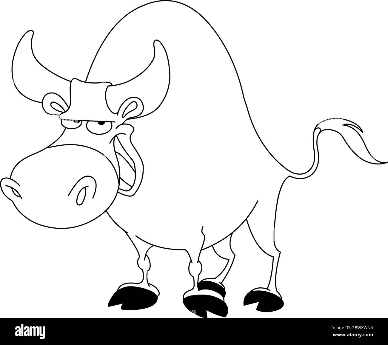 Outlined bull. Vector illustration coloring page. Stock Vector