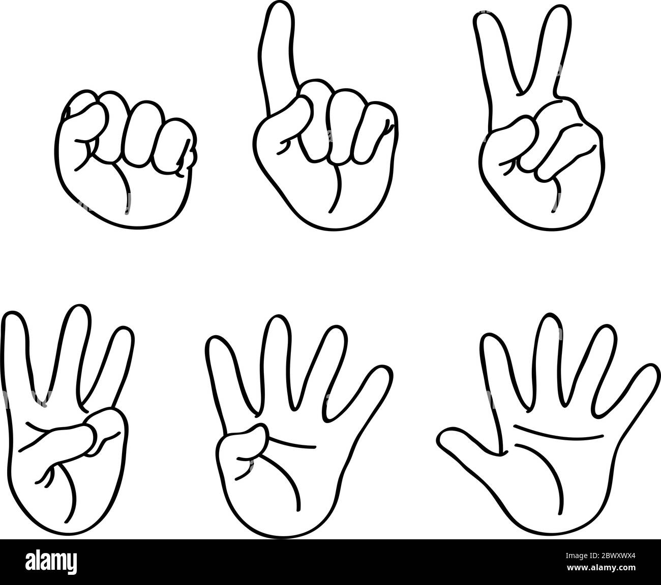Outlined counting fingers Stock Vector