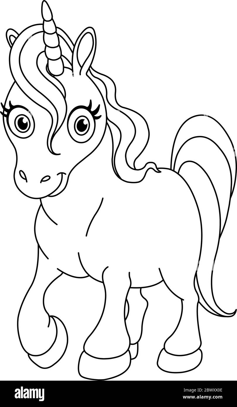 Outlined cute unicorn Stock Vector