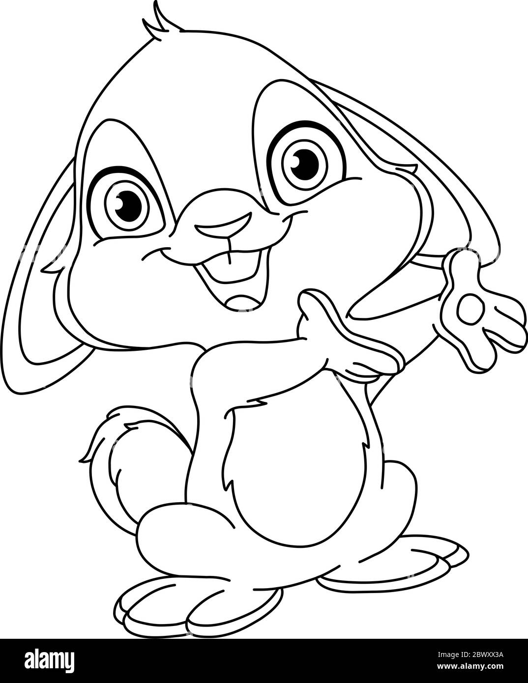 Outlined bunny. Vector illustration coloring page Stock Vector