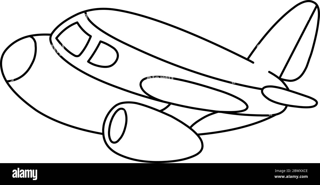 Outlined plane. Vector illustration coloring page. Stock Vector